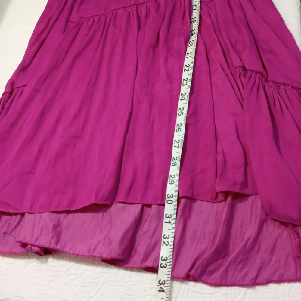 Intimately Free People Dress mini Magenta Sleeveless Smocked Ruffle Hem Size S